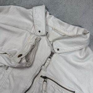 Pilcro Anthropologie Denim Jacket Women's XL White Cotton Blend Zipper Biker